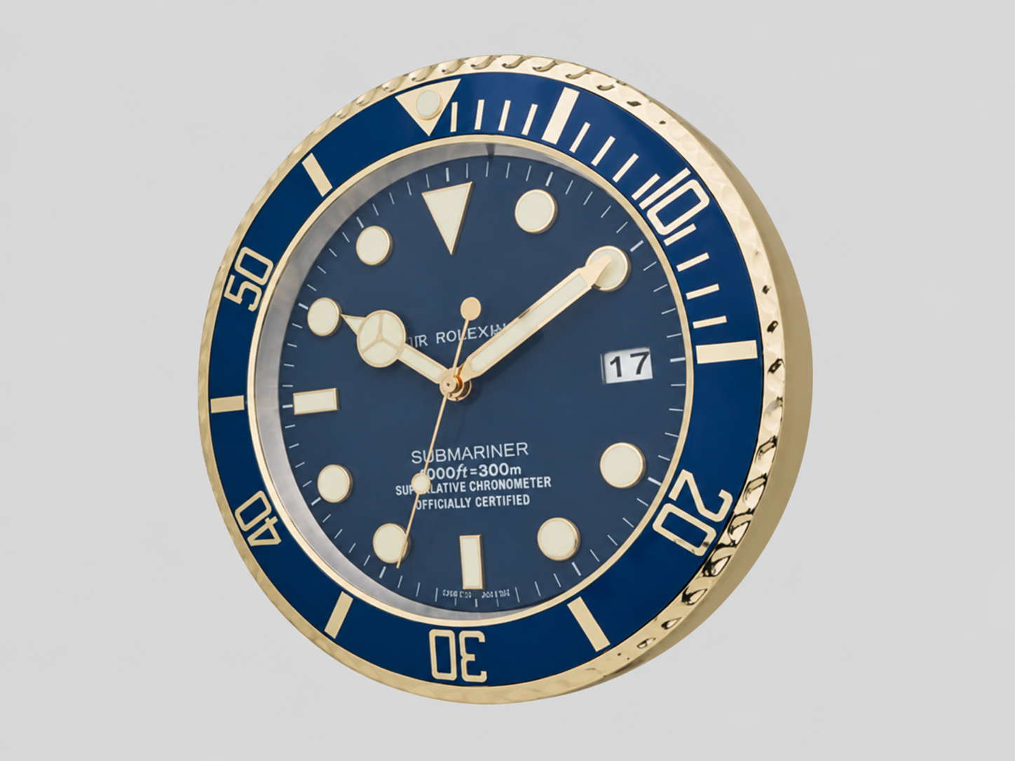 Vintage Blue Diver Clock on Gray Background