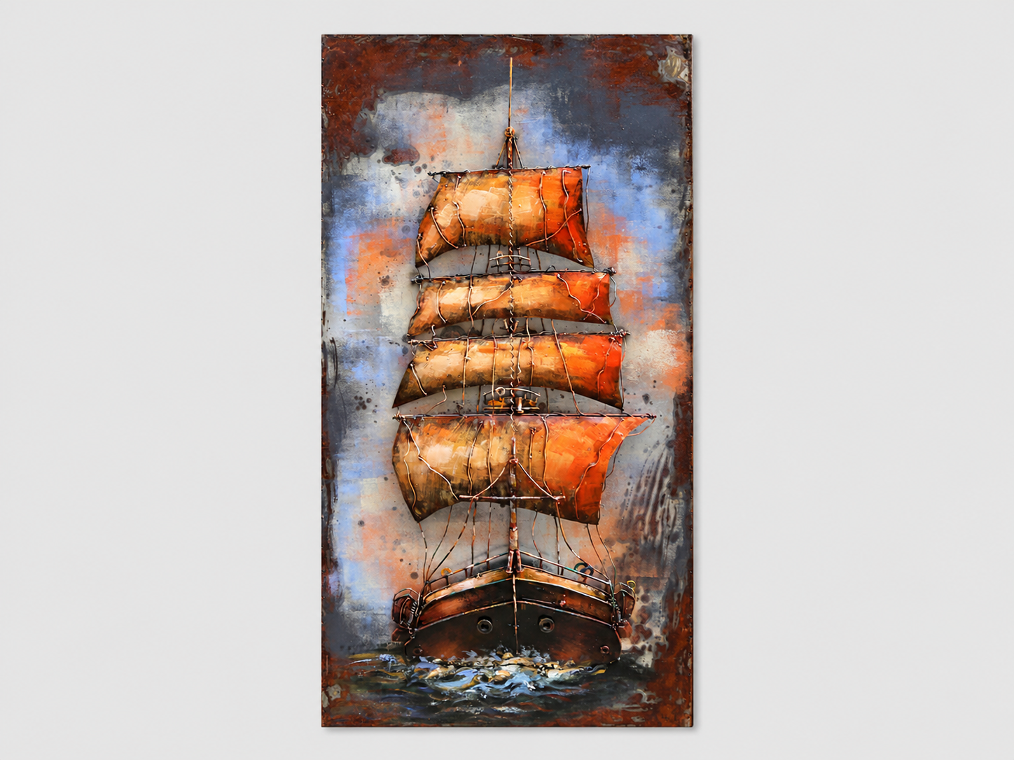 Rustic Metal Sailing Ship Relief Rustic Metal Sailing Ship Relief